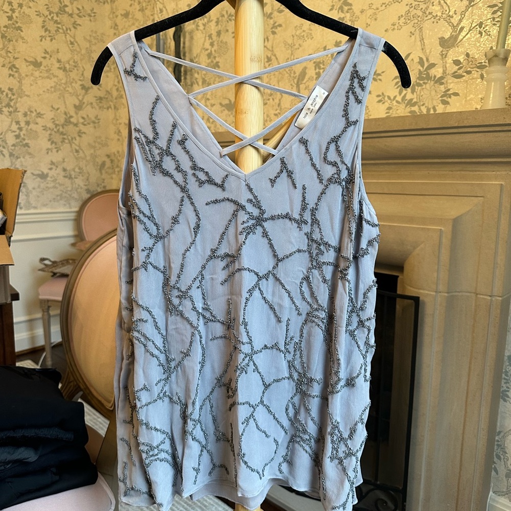 Lola & Sophie Gray Criss-Cross Tank Top